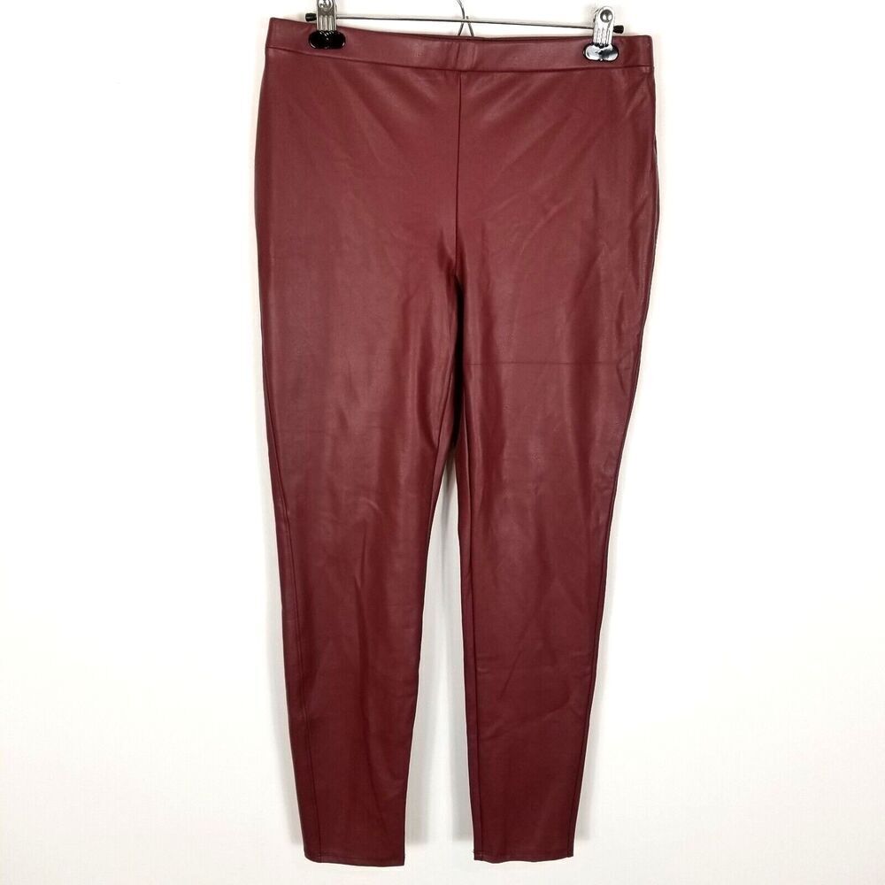 Chico's Women Ponte‎ Faux Leather Skinny Pants size M  Pull On Red